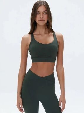 Adanola Dark Olive Sports Bra and Leggings Set S/XS